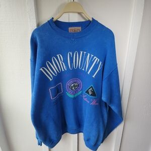 Vintage Door County Sweatshirt SDI Blue Crewneck Size Medium